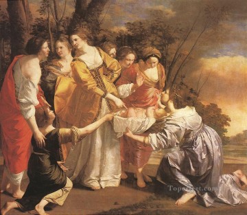 Orazio Gentileschi Painting - Finding Of Moses Baroque painter Orazio Gentileschi